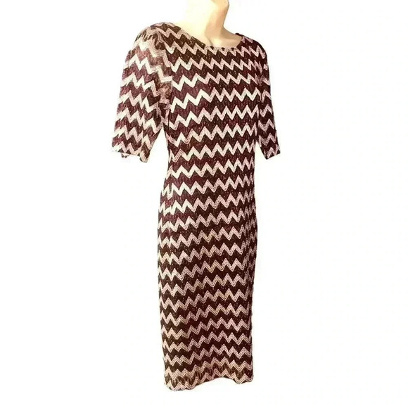 Connected Apparel Women's Metallic Chevron Dress - Picture 11 of 13